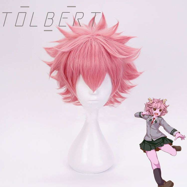 超商免運 加急出貨🚀 我的英雄學院 蘆戶三奈COS假髮煙粉反翹假毛 cosplay動漫短髮