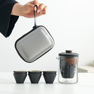 🔥臺灣出貨-熱賣中🔥木紋旅行茶具組 旅行茶具組 旅行茶具 茶具 露營茶具 泡茶組 手工茶具 紫砂陶茶壺套裝 快客杯 茶具