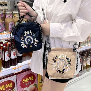 🔥臺灣出貨🔥日係百搭刺繡ins小方包chain ball斜挎包新款時尚單肩手機收納包