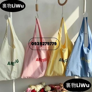 （包熱賣！）小眾字母印花日本帆布袋 肩揹包大容量百搭布包女 斜揹包購物袋韓風 實用帆布包側揹包LiWu