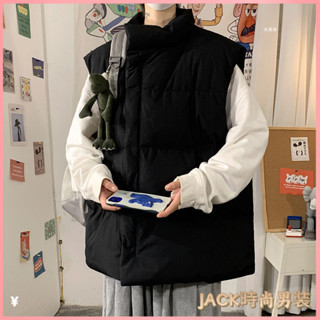 JACK-男裝 大尺碼背心 棉背心 保暖背心 男生背心 港風棉馬甲男冬季ins寬鬆外穿韓版潮流個性百搭帥氣立領背心外套