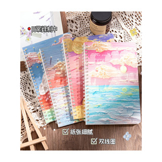 線圈本 筆記本 加厚 60張 卡通 創意 兒童 文具 學生 A5 記事本 高顏值 3D油畫 少女心 側翻 螺旋 防水材質