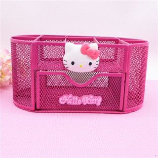 HelloKitty分格收納盒 桌面收納盒 ins可愛卡通文具盒筆筒 化妝品收納 置物盒 多功能抽屜式收納盒 首飾