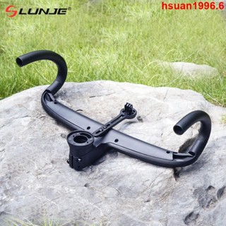 山地自行車山地自行車LUNJE 新款鋁合金一體破風公路車彎把車把全內走可裝碼表架約830g