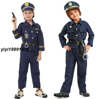【現發】新款萬聖節服裝兒童警察衣服角色扮演小孩遊戲服錶演舞會派對 F7CT