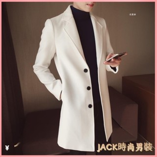 JACK- 秋冬裝 大衣 毛呢外套 呢子大衣 大尺碼衣服 秋冬季新款毛呢子大衣男韓版潮流修身中長款帥氣休閒風衣外套男