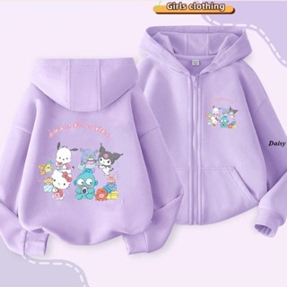 [秋冬新品]女童外套女大童秋冬衣服庫洛米女童拉鏈加絨洋氣連帽衛衣三麗鷗2024開衫外套新款兒童春秋Daisy5