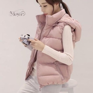 【可拆卸帽子】秋冬女士棉馬甲短款韓版顯瘦羽絨棉背心外套潮 新中式 馬甲外套 無袖上衣 外搭背心 無袖背心 坎肩背心
