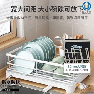 🚛臺灣發出🚛廚房置物架 碗碟瀝水籃 碗碟收納架廚房碗碟架檯面餐盤收納家用帶排水置物架免安裝多用途瀝水碗架 U.MI1