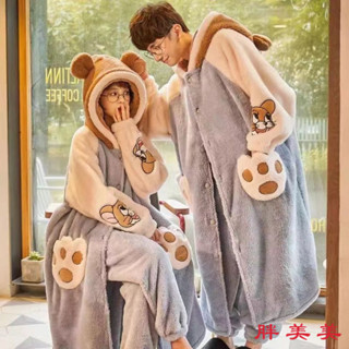 【M-5XL大尺碼】大尺碼女裝 睡袍 睡衣 秋冬睡袍 睡裙 加肥加大碼300斤男士珊瑚絨睡袍情侶冬季加絨加厚胖MM200