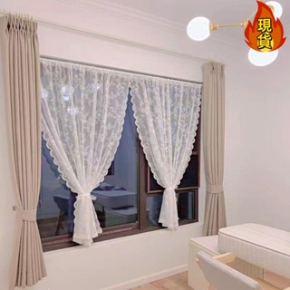【臺灣新店福利價統編】﹤紗簾﹥ 韓系田園 蕾絲 白紗 窗簾 魔術貼自粘半簾客廳陽臺免打孔穿杆 隔斷 門簾