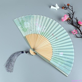 ✨熱銷✨夏季荷花古風中國風摺扇夏天漢服旗袍中式扇子兒童折疊舞蹈扇扇子
