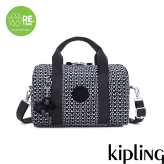 Kipling 經典老花中型圓筒手提肩背兩用包-BINA M
