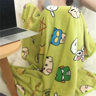 午睡毯 毛毯🎀 日系可愛綠色毛毯ins蠟筆小新新款法蘭絨小毯子辦公室午睡毯家用 空調毯 保暖毛毯 披肩