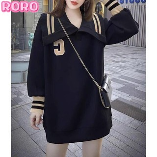 RORO🔸M-4XL 大碼洋裝 新款娃娃領字母印花衛衣裙女胖mm寬松顯瘦連衣裙300斤大碼秋冬季 大碼連衣裙 女生洋裝