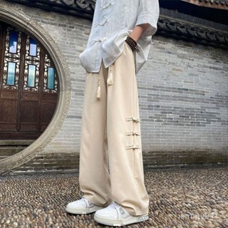 【中國風男裝】新中式褲子 國風盤扣褲子 休閒褲 夏季男褲 潮流高階感 寬鬆長褲 運動褲 直筒褲 垂感長褲