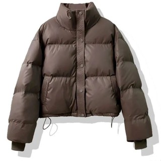 新款熱銷2024新款免洗pu皮羽絨棉衣女短款冬季加厚麵包服小個子歐美外套 3BPR