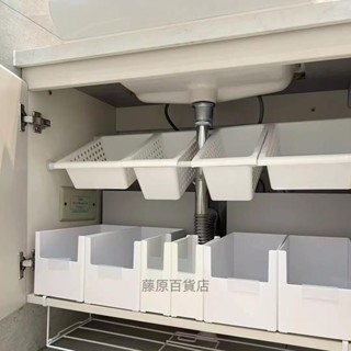 伸縮式廚房下水槽收納架廚房置物架廚下收納架水槽下置物架下水槽置物架廚房下水槽置物架免打孔可伸縮櫥櫃下水槽櫃 _藤原百貨店