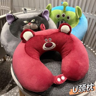 旅行枕 頭枕 可愛草莓熊卡通頸枕u型辦公室午睡枕飛機旅行護頸枕u形枕頸椎枕頭