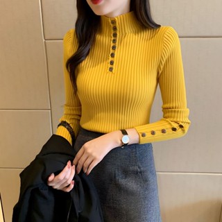 針織毛衣 針織衫 女生毛衣 半高領百搭韓版打底衫女長袖冬新款毛衣內搭修身針織衫上衣 大尺碼女裝 針織上衣 打底衫 發熱衣