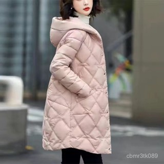 高階輕薄菱格羽絨棉服女年冬新款爆款時尚保暖棉衣女棉襖外套 長款 加厚冬天外套 韓版 羽絨外套連帽1105 b8ow