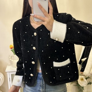 【FROCK】小香風開衫外套短秋冬法式上衣毛衣外套長袖上衣 寬鬆外套 小香風短款外套 長袖外套 顯瘦上衣 防曬外套