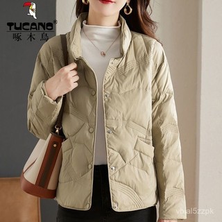 白鴨絨輕薄羽絨服女短版2024新款修身立領小個子超薄外套 韓版 冬天 羽絨外套連帽1106 ETPX