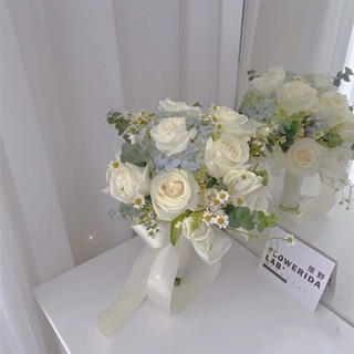 ★BY65★新款高階森系新娘結婚手捧花小紅書領證同款清新玫瑰韓式模擬花束