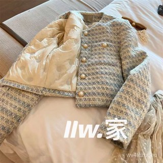 【VV】加厚外套粗花毛呢羽絨內膽小香風短外套女秋冬裝新款法式顯瘦氣質名媛風潮