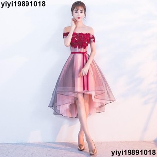 熱銷現發 新娘敬酒服喜宴禮服成人婚紗禮服公主裙一字肩性感晚禮服長款大碼顯瘦結婚禮服伴娘團禮服短款生日宴會鋼琴表演音樂節演