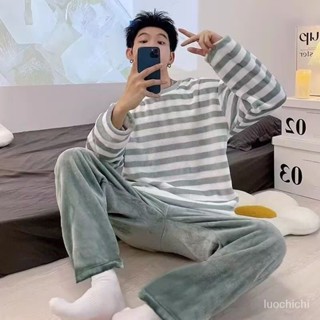 臺灣出貨 秋冬睡衣 珊瑚絨睡衣 長袖睡衣 男生睡衣 冬天睡衣 保暖睡衣 法蘭絨睡衣 男睡衣 睡衣套裝 寬鬆睡衣 居家服