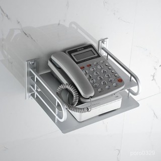 【桃園出貨~臺灣熱銷】#免打孔電視機頂盒掛墻置物架wifi支架收納盒電話架託壁掛式