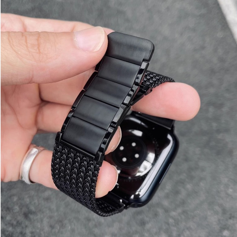 高級編織磁吸錶帶 Apple Watch 10 9 8 7 6 SE 蘋果錶帶 45mm 49mm 金屬不鏽鋼錶帶