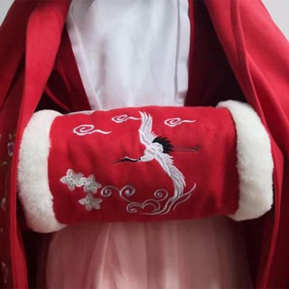 💯保固可靠插手枕 原創百搭古風暖手漢服手抄暖手筒冬季加厚保暖手捂復古風少女毛絨
