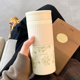 【限時免運】簡約保溫杯女生帶茶隔便攜水杯2024新款高顏值辦公室女士泡茶杯子保溫杯咖啡杯隨行杯不鏽鋼