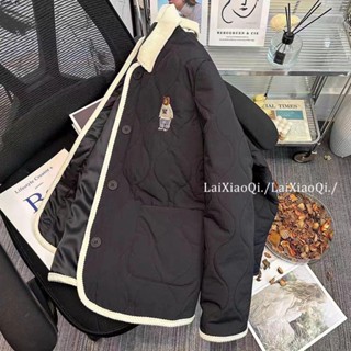 棉服女棉服外套💙 韓版ins小熊刺繡棉服外套女秋冬季2024新款短款學生菱格羽絨棉衣