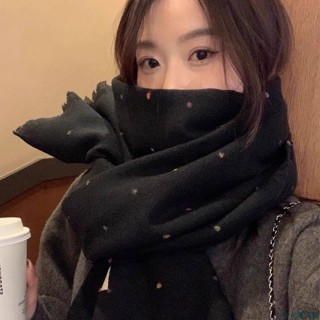 【限時免運】純色白色圍巾女秋冬季2024新款波點流蘇韓版披肩兩用高階感圍脖保暖圍脖圍脖脖圍圍巾針織毛線保暖脖圍情侶韓版