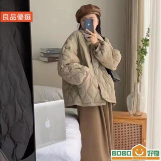 BOB好物❤秋冬新款日系翻領韓版菱格棉服外套 保暖棉衣 加棉【lb005】外套