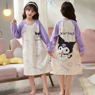 Only❤️純棉卡通庫洛米女童秋冬季長袖連體衣睡裙空調服睡衣家居服中大童