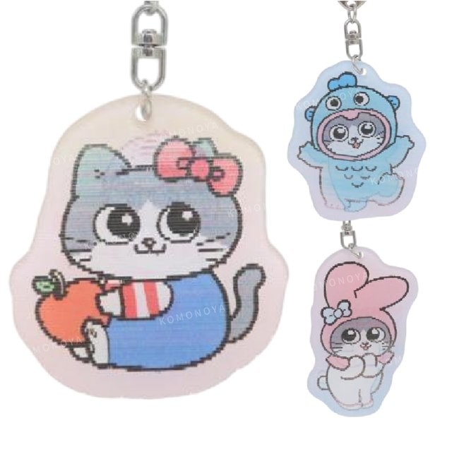 【現貨】小禮堂 Sanrio 三麗鷗 x 轉生貓咪的大叔 壓克力2D變圖鑰匙圈 Kitty 美樂蒂 人魚漢頓