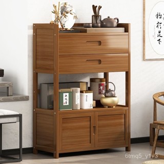 ✨新品 廠家直銷 客廳餐邊櫃廚房實木微波爐置物架茶水櫃碗櫃多層客廳帶抽家用酒櫃