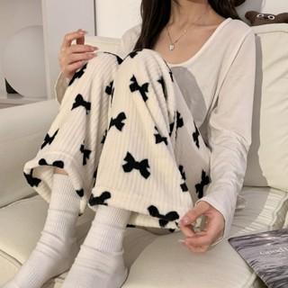 Lam 睡衣 睡褲 特大碼200斤胖MM懶人法蘭絨睡褲女秋冬季加厚可愛卡通遛彎家居褲