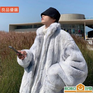 BOB好物❤防寒時尚棉服冬季扎染羔羊絨外套男兔毛立領大尺碼寬鬆加厚保暖男女棉衣棉[lb008]服 冬季外套 情侶大衣 韓