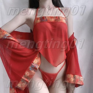 情趣角色服 加大尺碼 情趣內衣 肚兜情趣 蕾絲透視古典新娘裝 激情火辣復古吊帶睡衣套裝