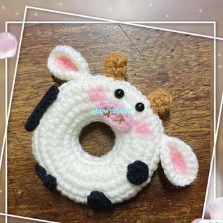 【免運】⭐新手初學解悶手工編織diy材料毛線鉤針卡通甜甜圈奶牛吊飾鑰匙扣