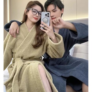 睡袍 珊瑚絨睡袍 保暖睡袍 浴袍 連身睡衣 男女款睡衣 睡袍女2024新款情侶睡衣厚加長法蘭絨浴衣珊瑚絨睡袍男浴袍家居服