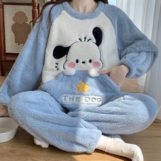 可可裡🍁珊瑚絨睡衣女秋冬季ins長袖加厚保暖長毛絨家居服甜美套裝可外穿