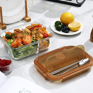 玻璃分隔便當盒 上班族帶飯 微波爐加熱 食品安全 專用餐盒 保溫設計