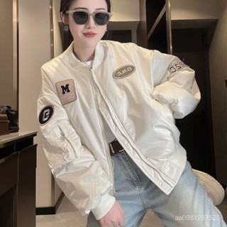 秋冬外套女春秋款 棒球服 高質量 保暖 甜酷 減齡字母貼標飛行員夾剋女春秋季新款美式複古學院風棒球服拚接外套女