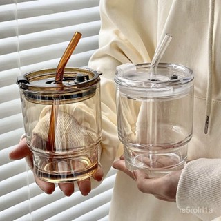 高品質竹節杯定製LOGO網紅玻璃杯便攜隨行咖啡杯高顔值家用吸管杯 5UJ9